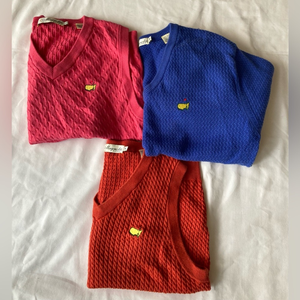 3 Vintage Women’s Magnolia Lane Masters Sweater Vest Sz Sm Pima Cotton Hong Kong